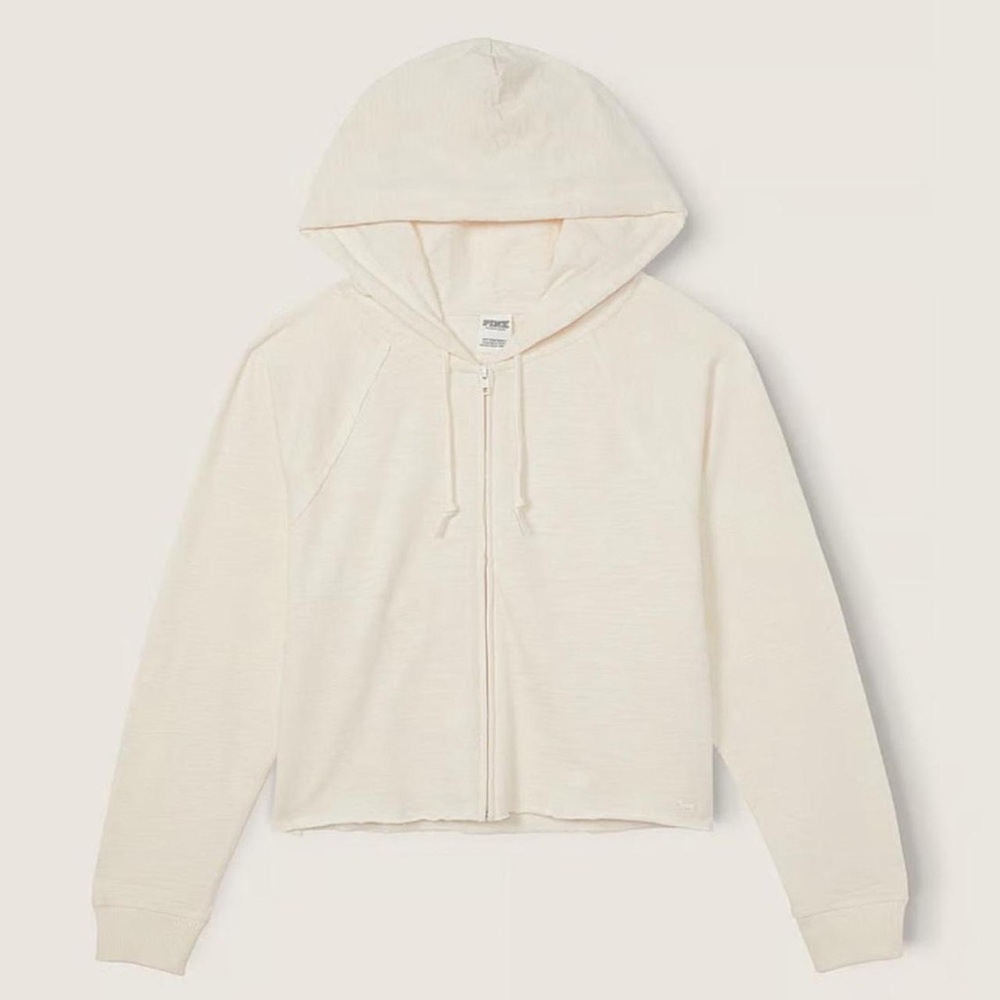 PINK Victoria's Secret Cream Zip-Up Hoodie